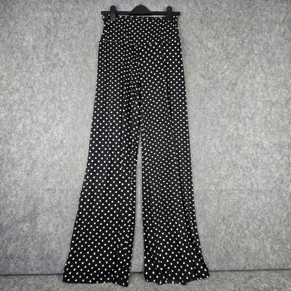 Arolina Palazzo Pants Women Large Black White Polka Dot Wide Leg High Rise